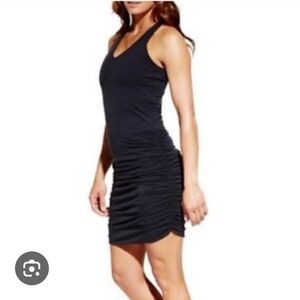 Calia by Carrie Underwood Double Layer Ruched Jersey Dress Black Med